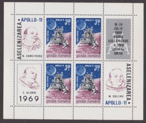 ROMANIA - 1969 APOLLO 11 / MOON LANDING / SPACE - MIN. SHEET MINT NH