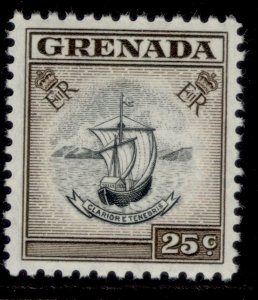 GRENADA QEII SG220, 25c black & sepia, NH MINT.