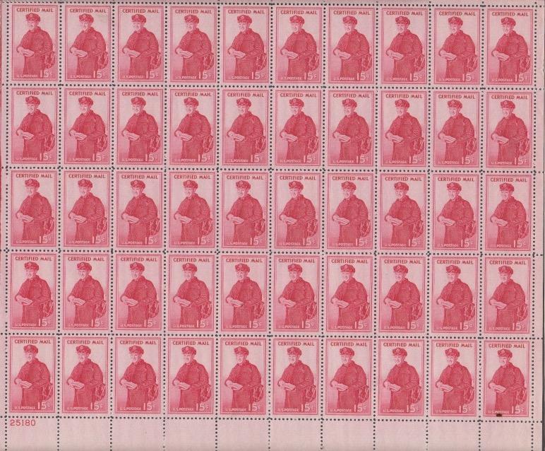 US # FA1  Certified Mail Stamp   Full sheet of 50  MNH