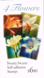 US 2001,Sc.#3490e MNH booklet, 20x 34 C Flowers