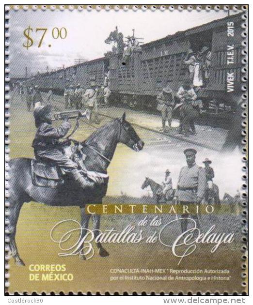 RJ)2015 MEXICO, CHILD WITH TRUMPET IN A HORSE-TRAIN-REVOLUTI