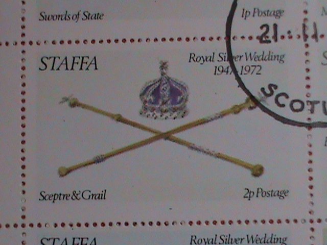 STAFFA-SCOTLAND STAMP:1972 AIRMAIL- ROYAL SILVER WEDDING-CTO MNH SHEET