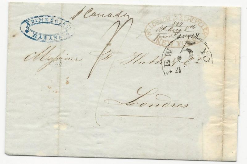 US Local Cover August 27, 1850 New York FWD Folded Letter