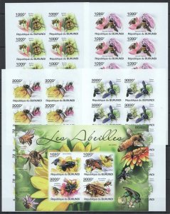 A1356 Imperf 2011 Burundi Fauna Honey Bees Insects !!! 10Set+1Kb Mnh