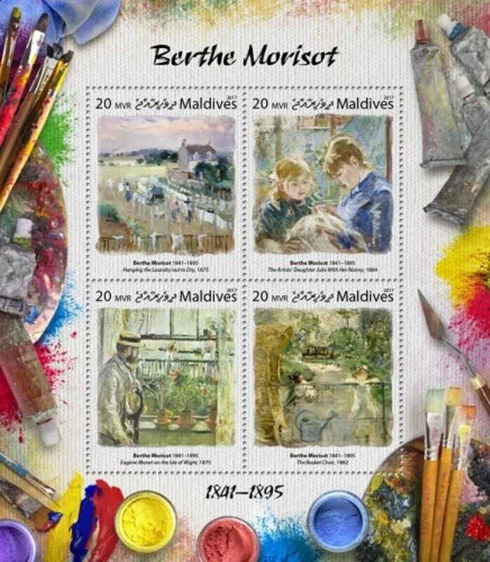 Maldives - 2017 Artist Berthe Morisot - 4 Stamp Sheet - MLD17301a