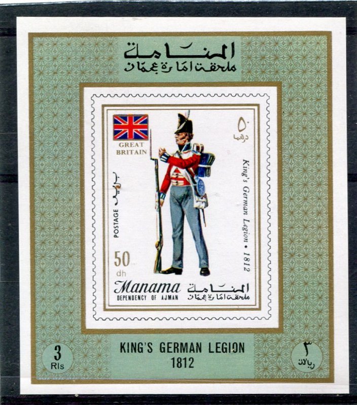 Manama 1972 MILITARY UNIFORM KING'S GERMAN LEGION Gold Deluxe s/s Mint (NH)