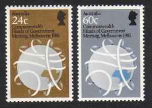 Australia #814-5 mint Commonwealth meeting 1981