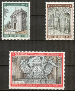 Sovereign Military Order of Malta 1970 Architecture Art Sculptures set of 3 MNH