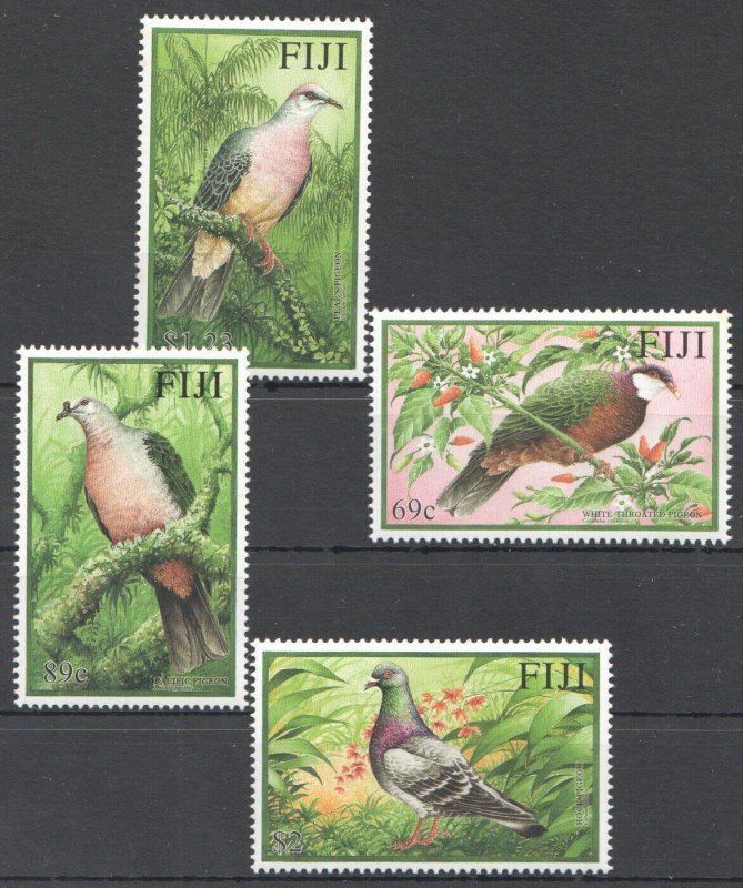 Ft136 2001 Fiji Birds Pigeons Flora & Fauna #970-973 1Set Mnh