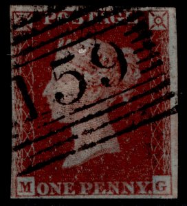 GB QV SG8, 1d red-brown PLATE 164, FINE USED. Cat £40. VERY BLUE PAPER. MG