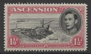 ASCENSION- Scott 42A - The Pier -1949 - MNH - Single 1.1/2d Stamp