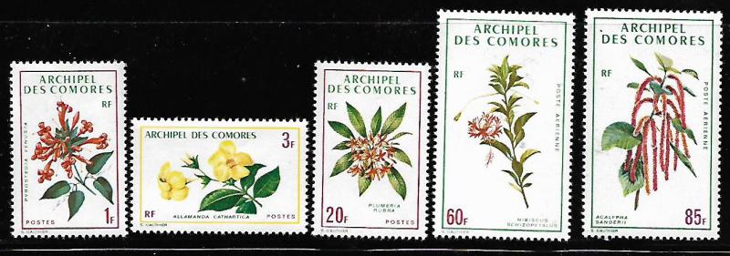 COMORE ISLANDS 96-98, C37-C38 MNH FLOWERS SET