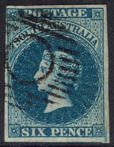 SOUTH AUSTRALIA 1855 QV 6D IMPERF LONDON PRINTING USED 
