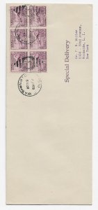 US 727 3c Peace Proclamation block of 6 on FDC no cachet ECV $15.00