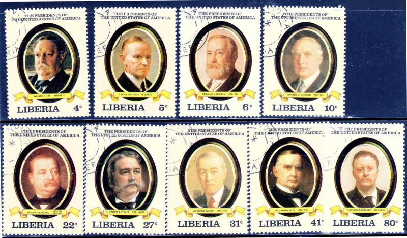 LIBERIA #923-931  1982 AMERICAN PRESIDENTS   MINT  VF NH  O.G  CTO