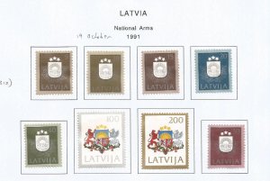 LATVIA - 1991 - National Arms - Perf 8v Set - Mint Lightly Hinged