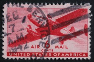 U.S. Used #C25 6c Air Mail Transport Plane. APO: 7 Dec 1942 Cancel.