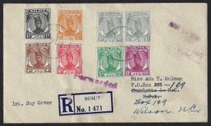 MALAYSIA TRENGGANO 1949 SULTAN ISMAIL ISSUES REGISTERED BESUT FDC DATED 27 DEC