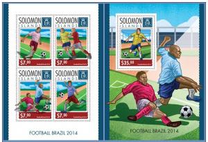 SOLOMON IS. 2014 2 SHEETS slm14308ab FOOTBALL CUP BRAZIL 