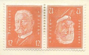 German Reich (1928) - Scott #373 12pf Orange -Tete Beche Pair F VF Unused (MH)