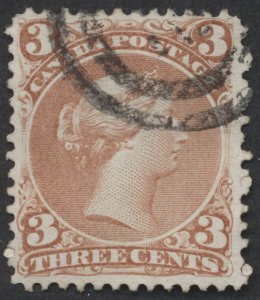Canada #25 3c Large Queen VF Used Fresh 2 Ring Cancel