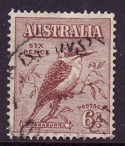 Australia-Sc#139-used 6p light brown Kookaburra-Birds-1932-