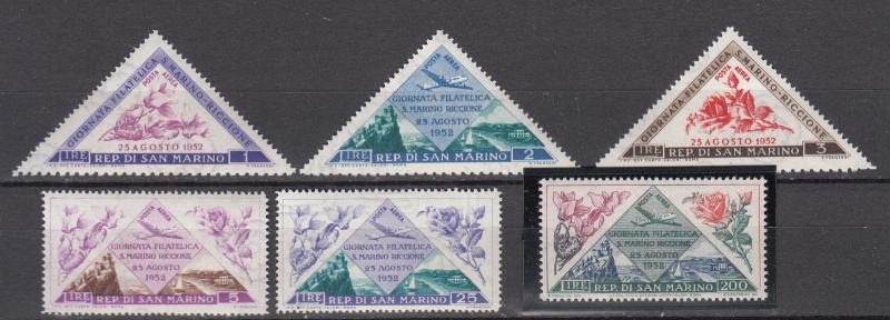 San Marino - 1952 Philatelic Exhibition Sc# C82/C87 - MLH/MH