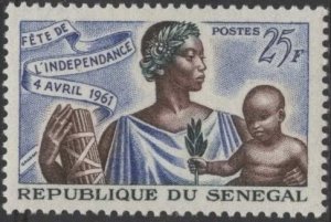 Senegal 201 (mh) 25fr Independence Day, blue, choc & grn (1961)