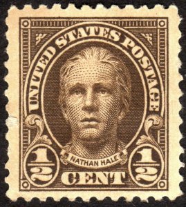 1925, US 1/2c, Nathan Hale, MH, Jumbo, Sc 551