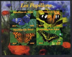 Chad 2014 Butterflies #2 imperf sheetlet containing 4 val...