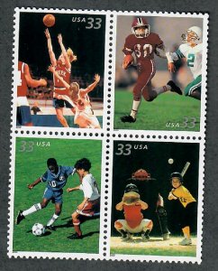 3399 - 3402 Youth Team Sports MNH block of 4