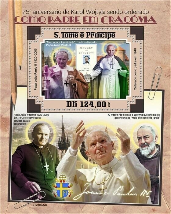 2021/08- SAO TOME - KAROL WOJTYLA       1V    MNH **