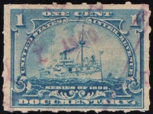 SC#R163p 1¢ Revenue: Documentary: Hyphen Hole Perf 7 (1898) Used