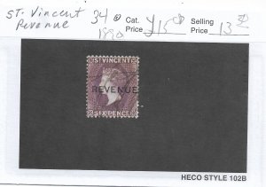 St Vincent Revenue, Barefoot #34, used (51862)