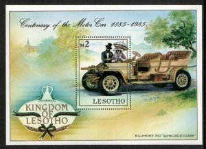 Lesotho 1985 - Cars Rolls-Royce - Souvenir Stamp Sheet - Scott #480 - MNH