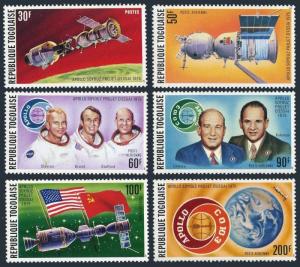 Togo 913,C254-C258,C258a sheet,MNH. Apollo Soyuz space test project,1975.Birds