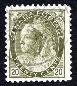 Canada 1896 20¢ Victoria Stamp #84 Used CV $110