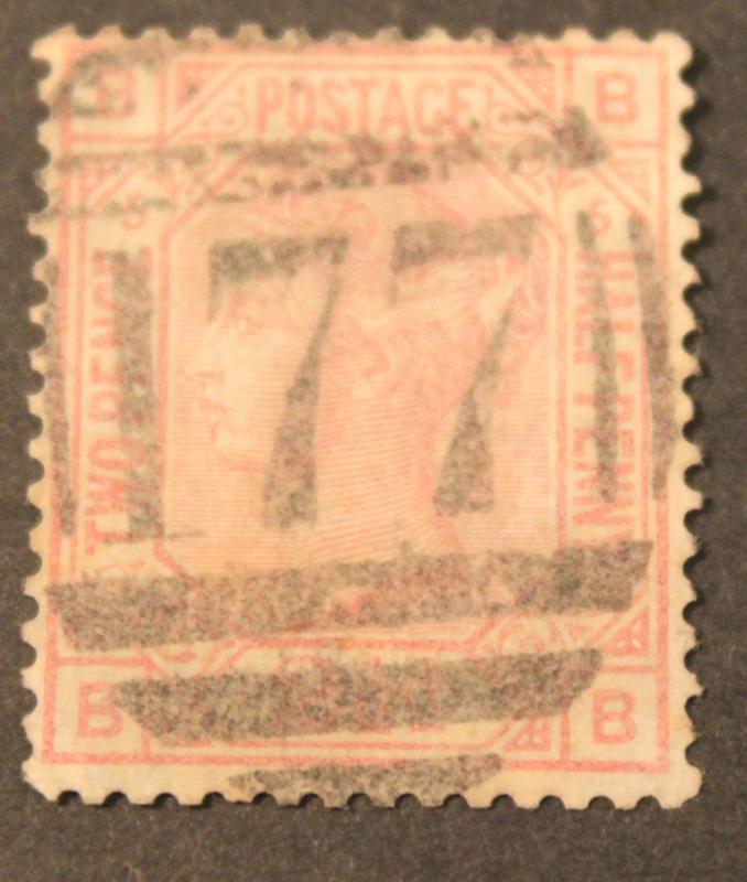 GREAT BRITAIN USED 2 1/2 PENCE CLARET QUEEN VICTORIA STAMP SCOTT # 67