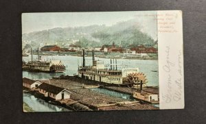 1907 Monongaheld River Coal Barges Steamers Pittsburgh PA Picture Postcard Cover