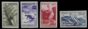 Monaco #CB7-10 (YT PA32-35) Cat€135, 1948 Olympics, imperf. set of four, li...