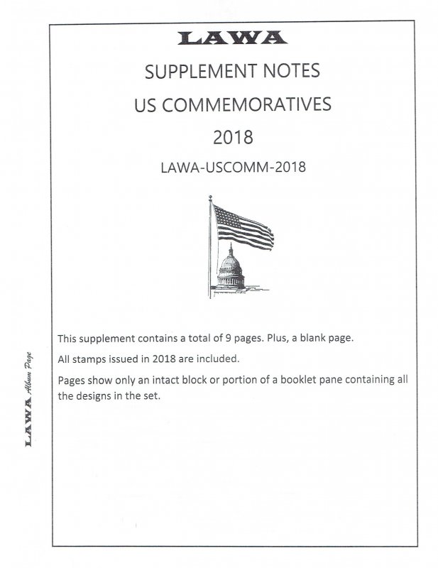 2018 US COMMEMORATIVE  ISSUES SUPPLEMENT – LAWA Album Pages