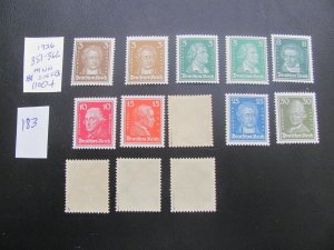 Germany 1926-27 MNH 4 HIGH VALUE SIGNED SCHLEGEL SC 351-362 XF 1100 EUROS (183)