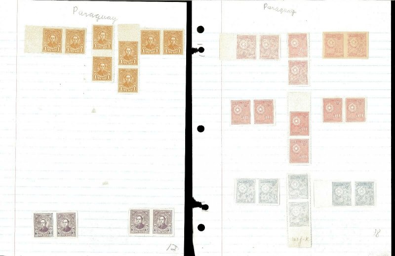 Paraguay Imperf.Pairs. Horizontal & Vertical Pairs Imperf. Between