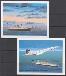 St. Vincent Sc 1181-1182 MNH. 1989 Ocean Liners, cplt set of Souvenir Sheets, VF