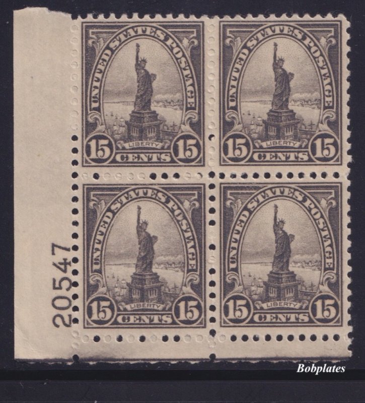 BOBPLATES #696 Liberty Lower Left Plate Block 20547  F-VF NH SCV=$55