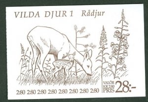 SWEDEN (H422) Scott 1921b, Wild Animals – Deer booklet, VF