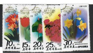 Korea DPR;  Scott 2849-2853; 1989; Used; Complete Set; Flowers