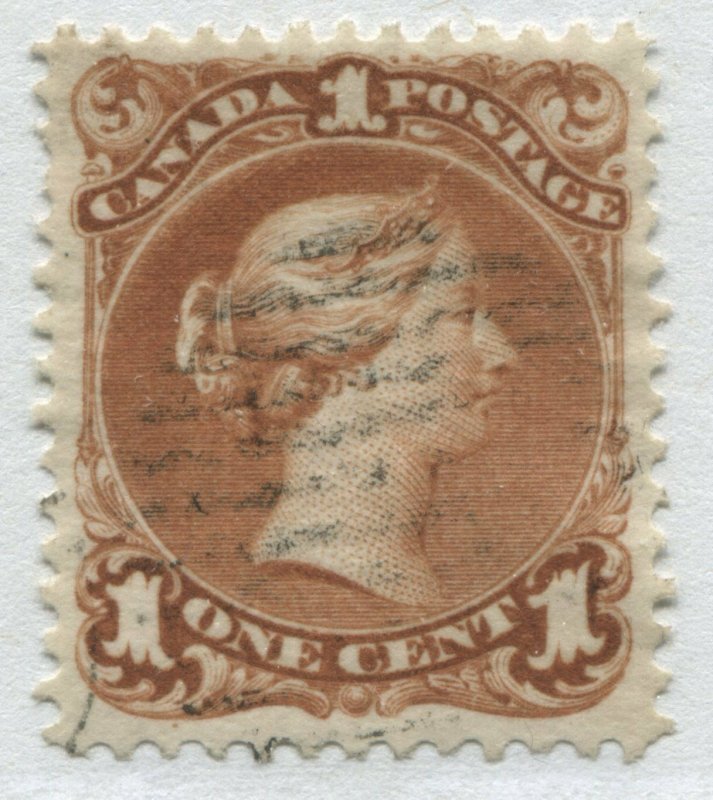 Canada QV 1868 1 cent red brown Large Queen superb used