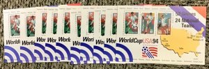 2837  World Cup Soccer S/S of 3  29 40 & 50 Cents Lot of 10 sheets FV $11.90