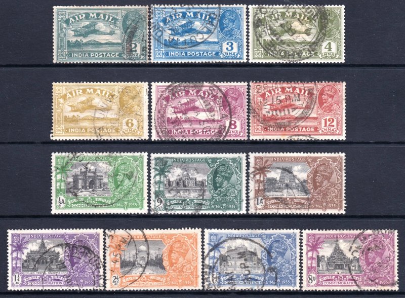 India 1929-1935 KGV Air Mail & Silver Jubilee Complete Used Sets